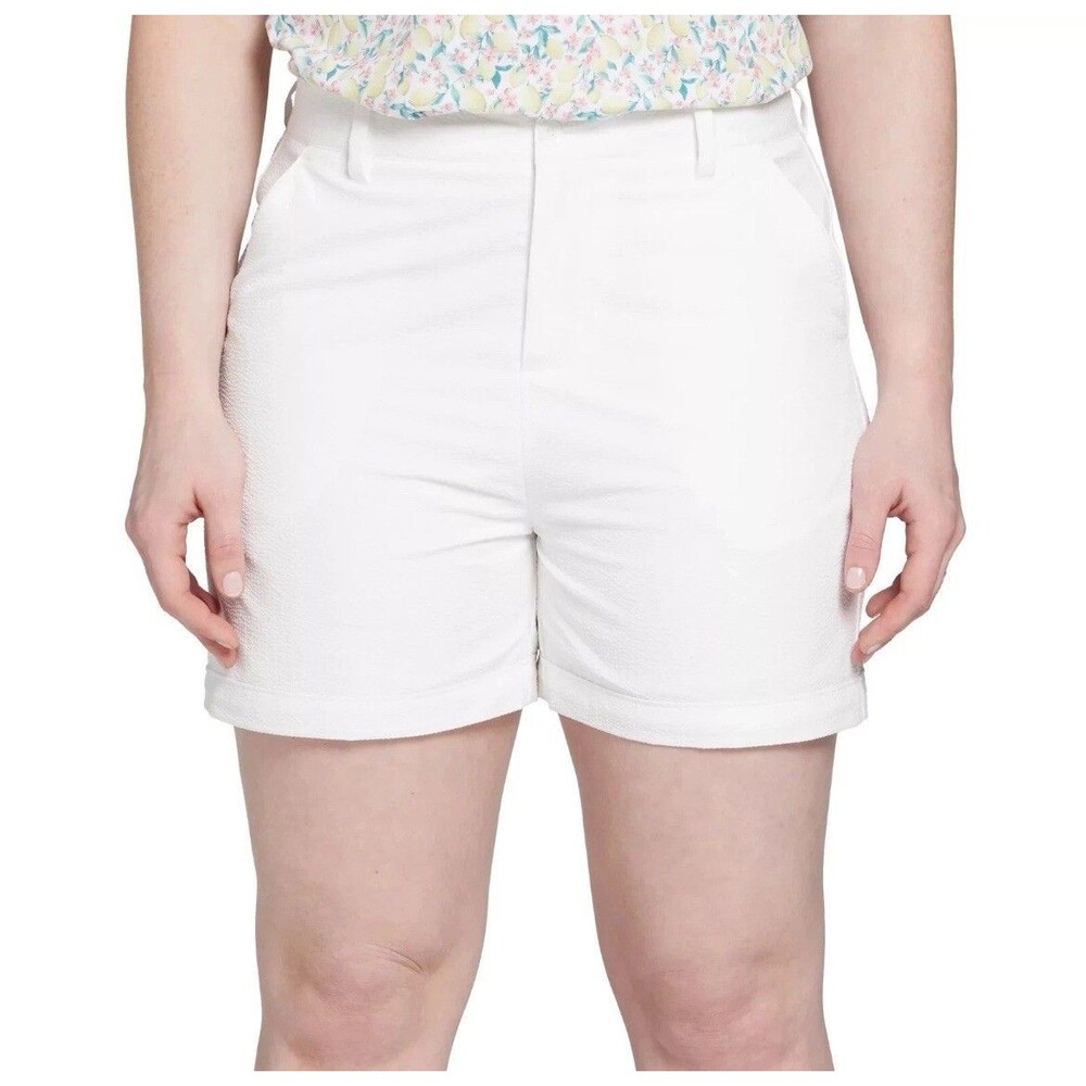 Sz 4 Walter Hagen Women's Golf Shorts White Seersucker Clubhouse Traditional 5"